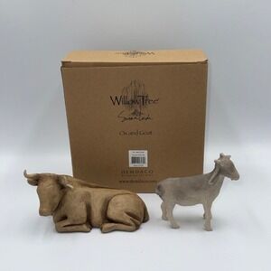 Willow Tree Ox and Goat Nativity Figurine Set Susan Lordi Demdaco Stock 26180
